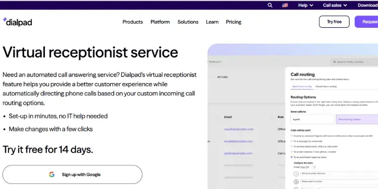 Dialpad Next-Gen Voice Receptionist